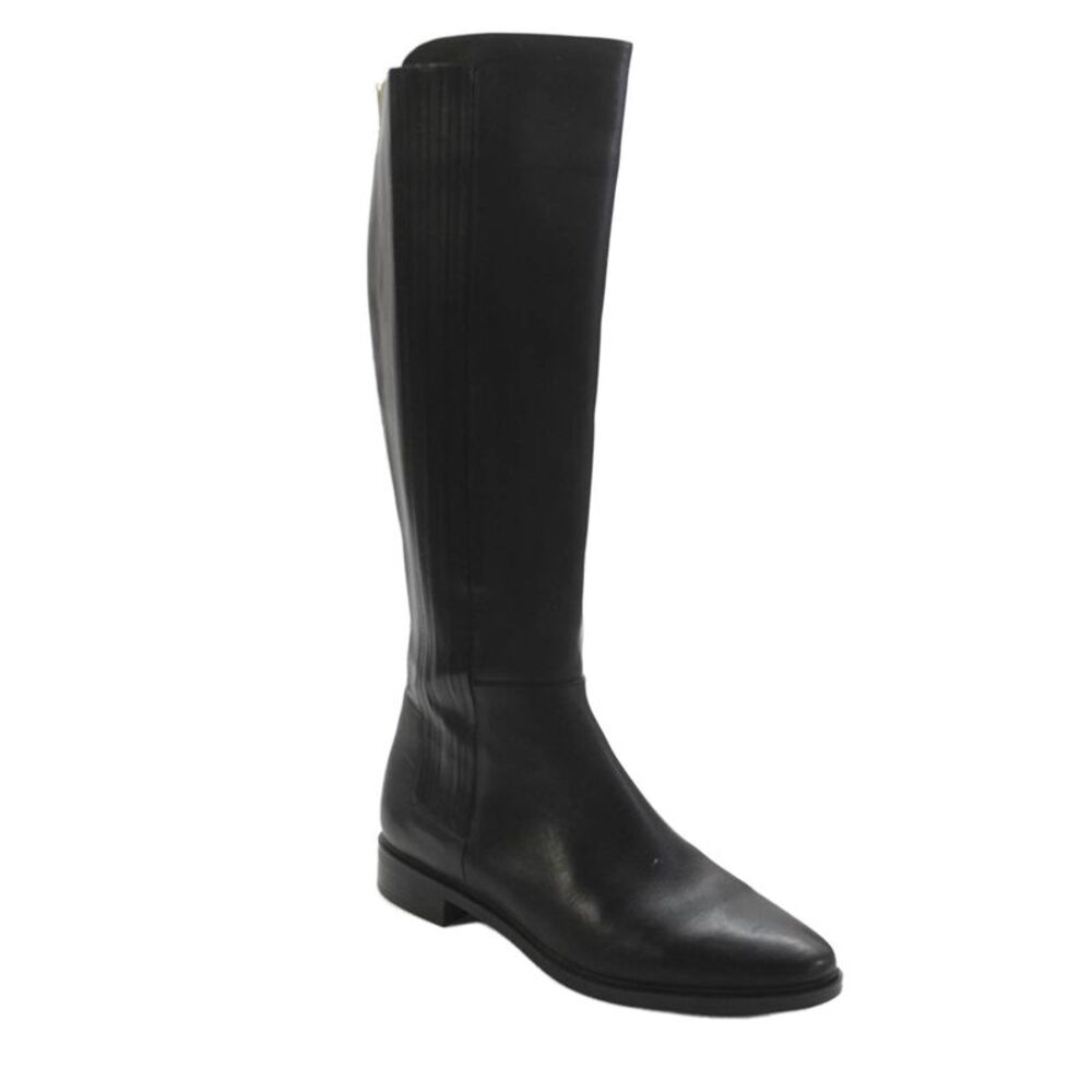 Calvin Klein Womens Leather Zip Up Knee High Finley Boots Black Size 9